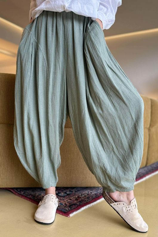 Noa Linen Blend Sia Barrel Trouser Khaki